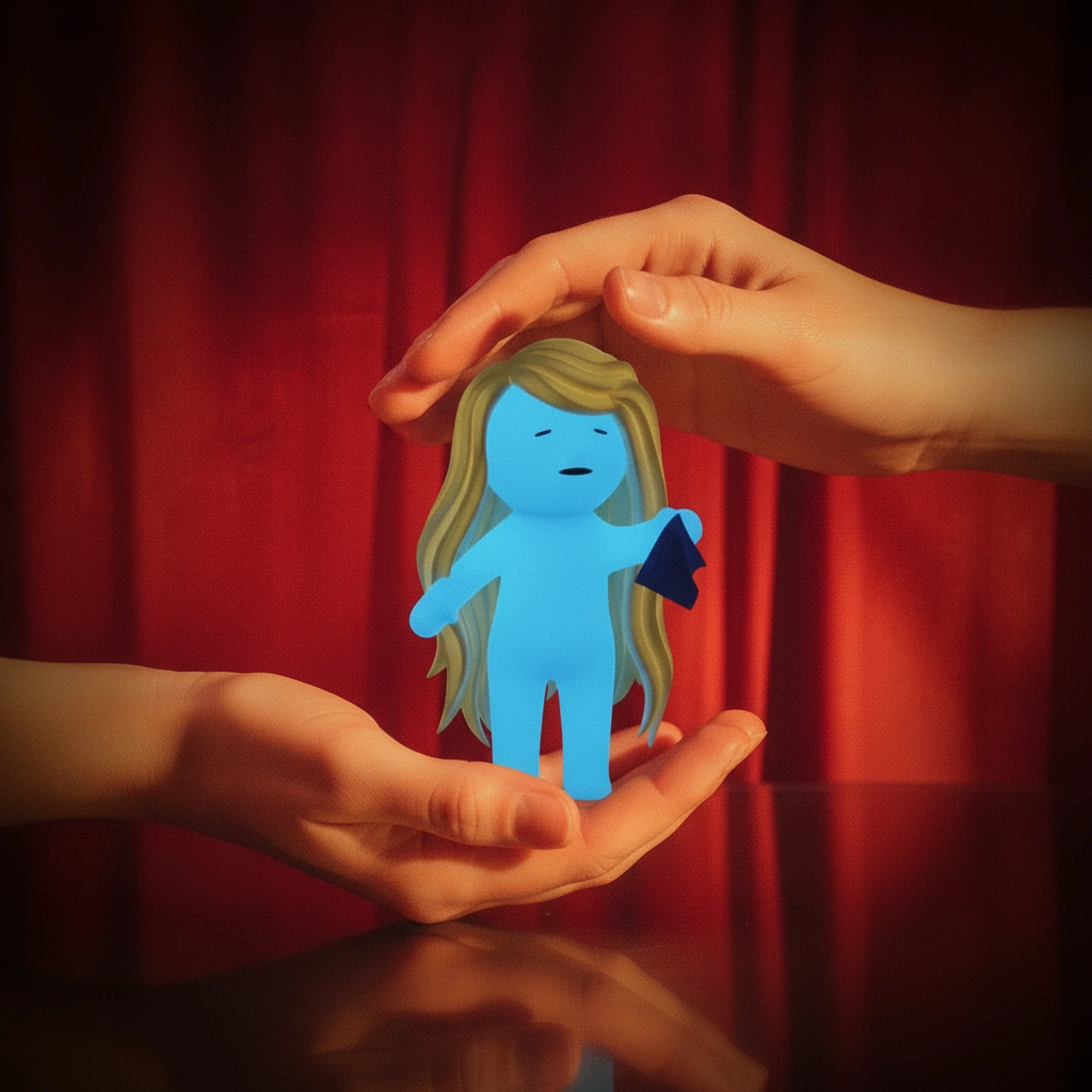Hands cradling a Mundo figurine